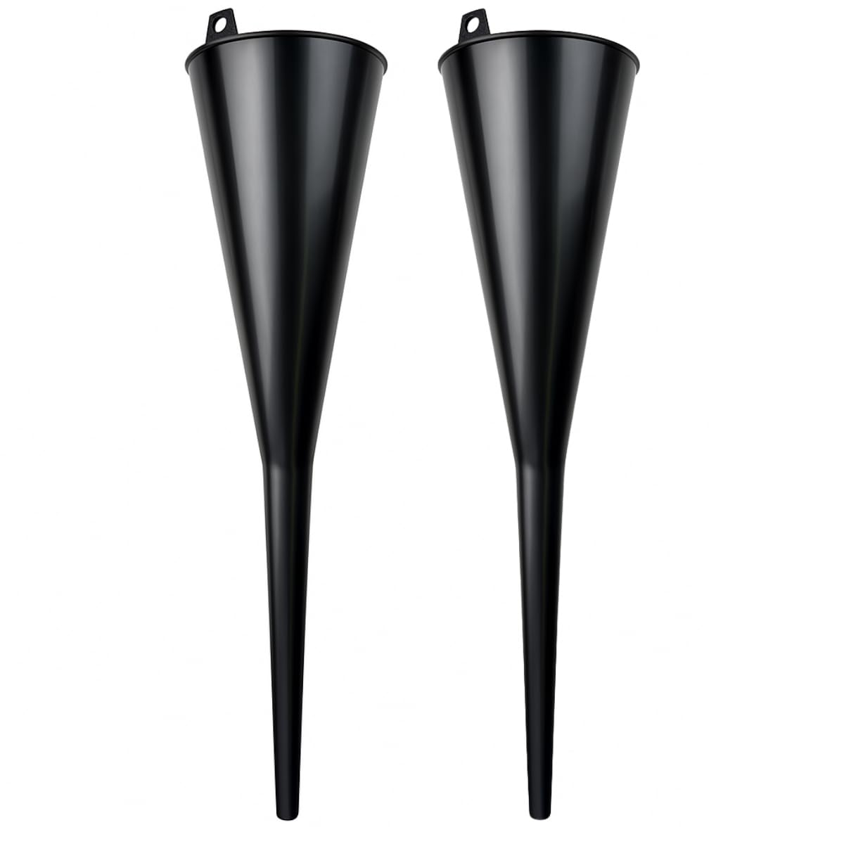 ROAD GENIE Auto Long Neck Funnel | Pack of 2 | 18" (45.7 cm) Length, 5" (12.7 cm) Diameter Mouth | Sturdy Black Plastic | Ideal for Oil, Transmission
