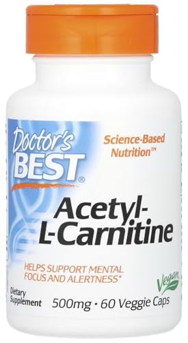 Doctor's Best - Acetyl L-Carnitine | 500 mg de apoyo cognitivo y energía celular - 60 cápsulas vegetales