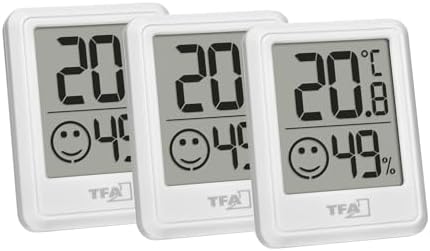 TFA Dostmann Digitales Mini Luftfeuchtigkeitsmesser 3er Set, 30.5060.02.03 | Raumthermometer, Hygrometer, Feuchtigkeit und Temperatur messen, zur Raumklimakontrolle, inkl Batterie,