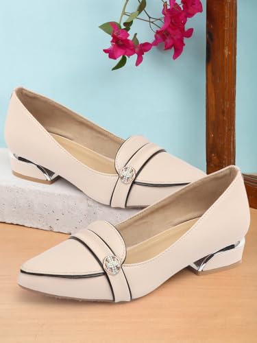 Image of Carlton London Women Comfortable Block Heel Pointed Toe Fashion Pump Shoes for Daily use, Office use, Casual use