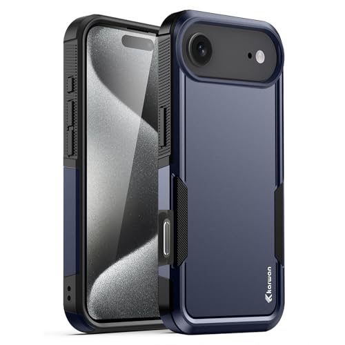 Image of KARWAN Rugged Matte Back Case Cover Compatible with iPhone 17Air Military Grade Drop Protection, Heavy Duty Shockproof Hybrid TPU + PC, Anti Slip Grip, Dual Layer Camera Protection, Blue