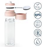 BRITA Butelka filtrująca Vital pastelowa brzoskwinia (0,6l) zawiera 2 filtry MicroDisc - filtruje chlor, zanieczyszczenia, hormony i pestycydy, zachowuje cenne minerały