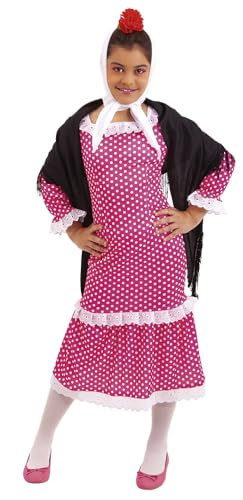 Rubies Disfraz Chulapa De Lujo para niñas, Vestido Chulapa Infantil con chal, pañuelo, clavel para San Isidro (S8550-L) Carnaval