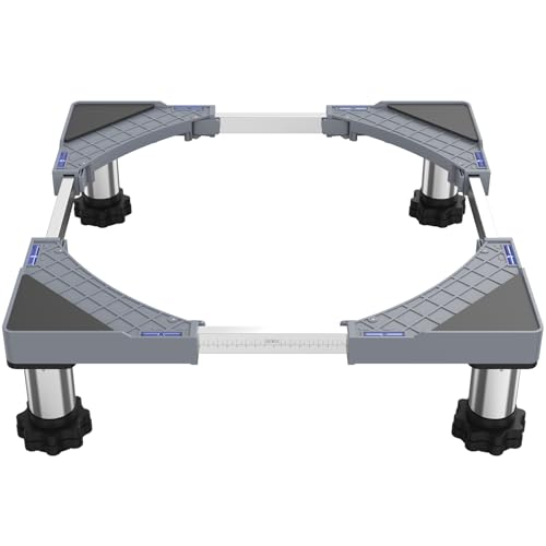 DEWEL Base de machine à laver pour réfrigérateur socle réglable pour sèche-linge et congélateur, charge 350 kg, largeur réglable 44,5 – 67 cm, hauteur 13 – 17 cm, couleur : vert