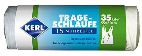 Kerl 4003450030166 - Bolsas de basura (35 L, 15 unidades, con asa, 55 x 60 cm, polietileno de alta densidad)