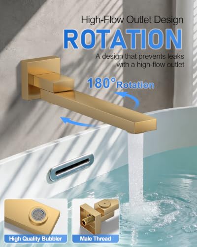 Image of Woindo 4 Function Shower Faucet Set 12 inch Rain Shower Head /6'' Side Shower Head and 3 Setting Handheld Ceiling Mount Push Button Diverter Complete Rainfall Round Shower System Included Valve Trim Kit