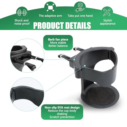Sumjig 1 PC Car Horizontal Straight Air Outlet Cup Holder, 3.74\" x 3.14\" ABS 1KG Load-Bearing One-Hand Ashtray Holder with 1.96\"/1.57\"/0.98\" Hook, Suitable for Cups Less Than 3.34\" Diameter (Black) - Thumbnail 3