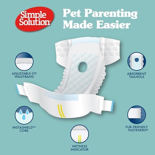 Simple Solution True Fit Disposable Dog Diapers for Female Dogs | Super Absorbent with Wetness Indicator | L/XL | 30 Count