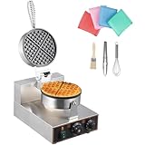Litake Commercial Waffle Cone Maker 1200W 110V Stainless Steel Electric Ice Cream Cone Maker Machine with 8.3” Non-stick Baking Tray, Temperature & Time Control for Restaurant, Coffee Shop