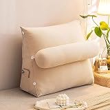YHNNH, Lekka poduszka podtrzymująca oparcie Poduszka lędźwiowa Sofa z podparciem pleców Krzesło Łóżko Samochód Biurowy Ławka Poduszka Miękka, ergonomiczna poduszka oparcia(Champagne,60 x 50 x 22 CM)