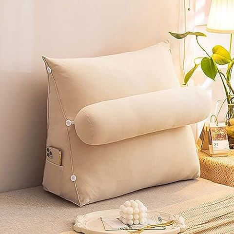 YHNNH, Lekka poduszka podtrzymująca oparcie Poduszka lędźwiowa Sofa z podparciem pleców Krzesło Łóżko Samochód Biurowy Ławka Poduszka Miękka, ergonomiczna poduszka oparcia(Champagne,60 x 50 x 22 CM)