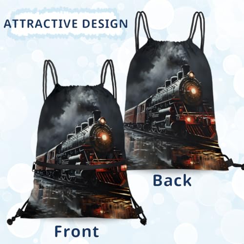 Train Night Drawstring Bag Drawstring Backpack Waterproof Smooth Sport Draw String Back Bag Gym Camping Beach Bag for Men Women4