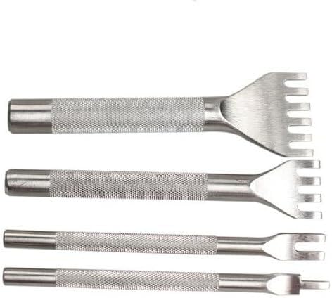 3mm 1/2/4/6 holes Steel Flat Chisel leather Craft Hole Punches Tool Rectangular prong Punch Tool Cutter Pitch Eyelet Maker Punch - (Color: 1-2-4-6 prongs(4pcs))