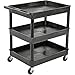 Luxor TC111-B Three Shelves Tub Cart with Locking Brakes, Shape, Black ()