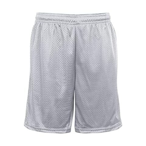 Badger Sport 9" Mesh Shorts with Pockets. Silver Adult 3X-Large Cover