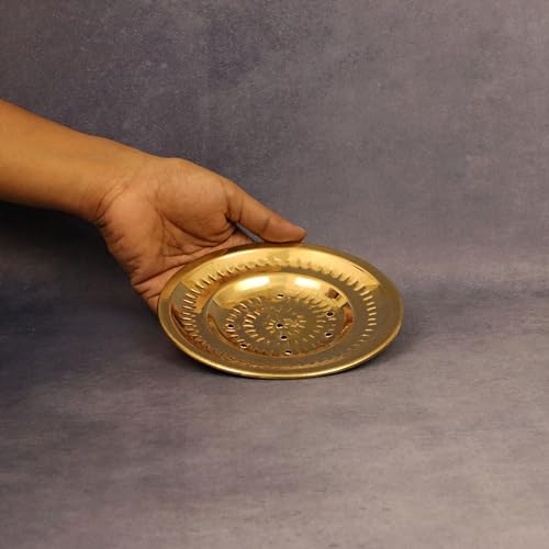 Image of Putrika Traditional Handcrafted Brass Utensil Pongal Pot Sipple Plate|Cookware|Sankranthi Festival|Plate with Holes(Small Sipple Plate)