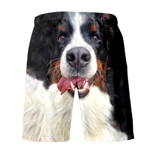 Duohropke Pantalones cortos creativos de ocio para hombre Bonitos pantalones cortos con estampado de perros Golden Retriever de cintura alta, pantalones cortos casuales de verano, bañadores, bañadores
