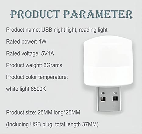 Image of Plug in LED Night Light Mini USB LED Light Flexible USB LED Ambient Light Mini USB LED Light, LED Portable car Bulb| Indoor| Outdoor| Reading| Sleep| White, Pack of Pcs.ITE (10)