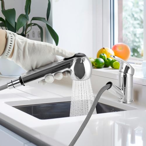 QWORK® Wasserhahn Schlauch 150cm, Nylon Brauseschlauch M15/1 x 1/2 Zoll, Schlauch für Pull-Down Wasserhahn, für Küchen- & Badarmaturen