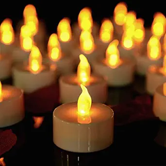 Pandaing Battery Operated Flameless LED Tea Light Fake Candles (Light Color: Warm White) - 24 Pack