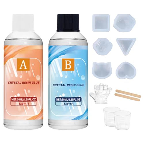 Nixiara Epoxidharz mit Formen, Epoxidharz-Set – Epoxidharz, transparent, mit Formen, Handschuhen und Messbecher