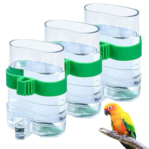 3 Pièces Cage à Oiseaux Abreuvoir Mangeoires À Oiseaux Perroquet Abreuvoir Distributeur Suspendu Distributeur Automatique d'eau pour Perroquet pour Perroquets, Perruches, Oiseaux d'amour(7.5X13.4cm)