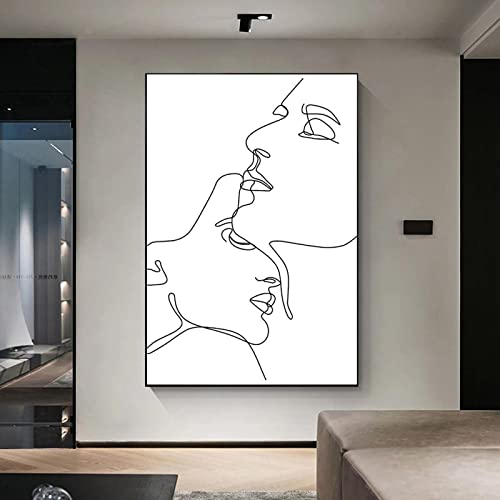 Peinture murale art lignes minimalistes pour célébrer l'amour au quotidien