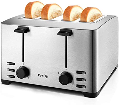 HYLK Retro Toaster aus Edelstahl,4 Scheiben Toaster, Bagel Toaster 1260W,4 extrabreite Schlitze