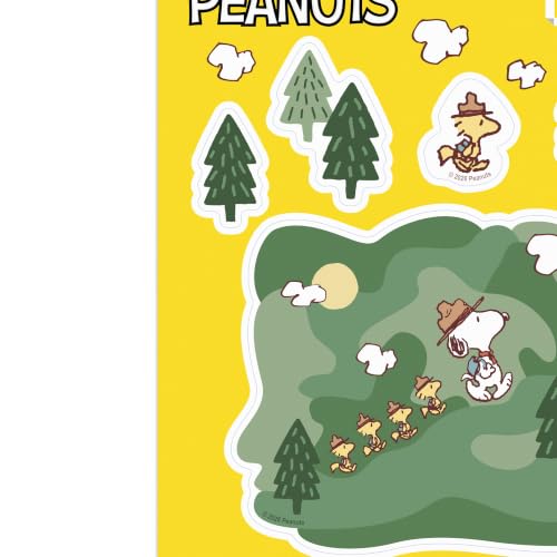 Image of Peanuts Snoopy Happiness is Hiking Adhesive Vinyl Decal Pack | Fun Stickers for Laptop or Water Bottle, 1 pack (7 count)