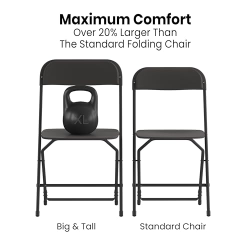 Image of Flash Furniture Hercules Series Big & Tall Stackable Plastic Folding Chairs, Extra Wide Commercial Event Seats, Set of 4, Black