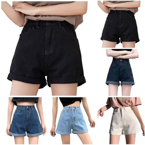 Womens Jean Shorts High Waisted Trendy Summer Wide Leg Stretchy Baggy Folded Hem Y2k Girls Denim Shorts Hot Shorts3