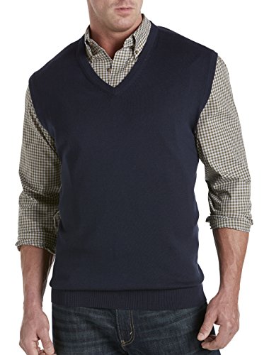 Harbor Bay by DXL Men's Big and Tall V-Neck Sweater Vest Navy 1XL
