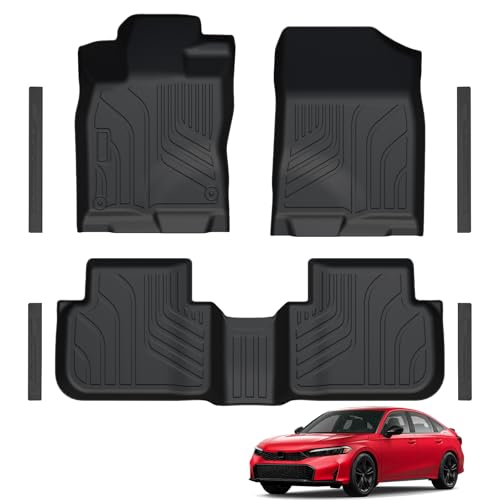 LUMWAY Floor Mats for 2022-2025 2026 Honda Civic Sedan Hatchback Si (Include Sport, Not for Hybrid), 2nd Row with&w/o USB Port, for Acura Integra 2023-2025, All Weather Car Floor Liners Civic Sport