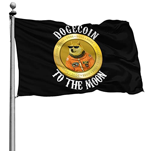 Dogecoin Astronaut To The Moon Flag Outdoor Flag Home Flag House Flag Garden Flag Decorative Party Flag 4x6 Polyester