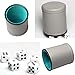 Leatherette Dice Cup Set Felt Lined with 16mm Dot Dices Shaker for Yahtzee Bar Party Dice Games - Grey