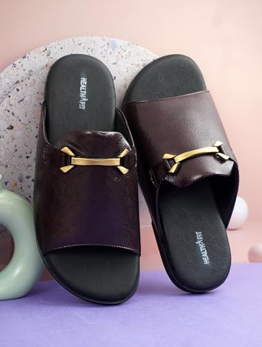 Image of HEALTH FIT Extra Soft Comfortable Traditional Ethnic Chappal /Slippers Wedding & Festive Sliders for Gents /Boys Lightweight flexible TPR sole & Easy-to-wear slip-on design cushioned for Men HF7017