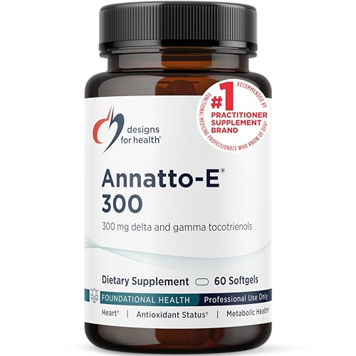 Designs for Health Annatto-E 300mg Tocotrienols Vitamin E - Delta + Gamma Tocotrienols to Support Heart Health, Eye Health, Healthy Aging - DeltaGold Antioxidants Supplement (60 Vitamin E Softgels)
