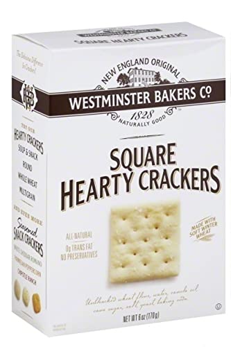 Westminster Bakers Company, Square Hearty Crackers and Soup & Snack Crackers, 6-8 Ounce Box (Pack of 4) - with Make Your Day Bag Clip