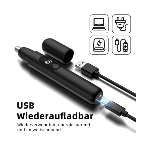 Nasenhaartrimmer, wiederaufladbare kabellose Ohr Augenbrauen Trimmen Werkzeug Dual Edge Blades – Bild 4