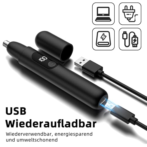 Nasenhaartrimmer, wiederaufladbare kabellose Ohr Augenbrauen Trimmen Werkzeug Dual-Edge-Klingen Rasierapparat einfache Reinigung mit… – Ansicht 4