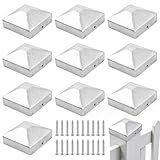 Dengthrive 10 Stück Pfostenkappe 7x7cm Pfostenkappen, Zaunpfosten Kappen Holzpfosten Bodenhülsen Zaun Abdeckkappen, Verzinkte Metall Zaunkappen Pfostenabdeckung 7x7, Witterungsbeständige Schutzkappe