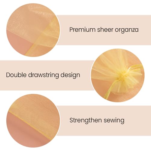 Image of Meowoo 100PCS Organza Bags, 3x4in Small Mesh Bags Drawstring, Mesh Gift Bags Drawstring for Jewelry, Candy, Christmas, Sachets, Festivals, Bathroom Soaps, Makeup Organza, Wrapping Supplies(yellow)
