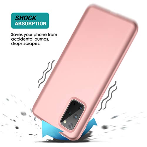 Suritch Phone Case For Samsung Galaxy S20 Plus 6.7Inches, Front Cover With Built-In Screen Protector Full-Body Protection Shockproof Tpu Bumper Protective S20+ Case Slim Fit, Matte Rose Gold #TOP5