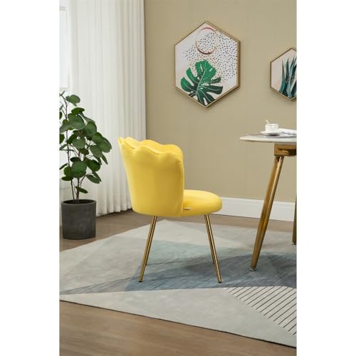 Image of Set of 2 Accent Chair for Living Room | Modern Armchair in Soft Velvet Fabric with Sturdy Legs | Premium Chair for Home Living Room Bedroom Restaurent | (Flower Design, Yellow)