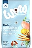 wow haustierkampf Zusammensetzung des Adult Huhn für Hunde: Geflügel 43% (frisches Huhn 25% geflügelprotein 18% getrocknet), Kartoffel 21% Süßkartoffeln 8% Erbsen, Geflügelfett, Rübelfleisch (ohne Zucker), Spinat 1,2%, Rote Beete 0,8% Leinsamen, Lachsöl, Kräuter, Algen 0,1% Karotten 0,1 %, Cranberry 0,1 %, Yucca Schidigera, Mineralien, FOOS 0,1 %, MOS 0,1 %.