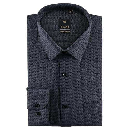 Image of 7-DAYS Premium Men's Formal Shirts - Cotton Rich, Textured Self-Design, Full Sleeve, Regular Fit, Wrinkle Resistant, with Pocket - Perfect for Office