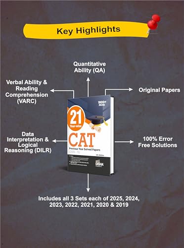 Image of Disha 21 Year-wise CAT Previous Year Solved Papers (2025 - 15) 6th Edn | QA, DILR & VARC PYQs for CAT 2026 | Quantitative Ability, Data Interpretation & Logical Reasoning, Verbal & Comprehension