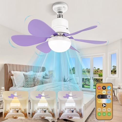 Ceiling Fans with Lights and Remote Control,30w Ceiling Fan Light Dimmable,Quiet Ceiling Fan 6 Blades for Bedroom,Living Room Kitchen 3 Color Temperature,3 Speeds,Timing