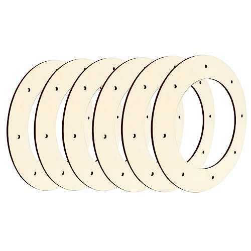 Worown 6 Pack Wooden Wreath Form, 8 inches (Outer Diameter) Wooden Wreath Frame, 5mm Thickness Wood Wreath Ring for Creating Beautiful Floral Arrangements, Home Decor, Christmas and Easter Crafts