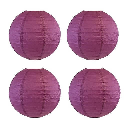 4Pcs Paper Lanterns Paper Lamp Shade Chinese Japanese Hanging Paper Lantern for Home, Party, Wedding, Christmas Decorations (Dark Purple,16 Inch)